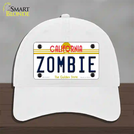 Zombie California Novelty License Plate Hat Unconstructed Cotton / White