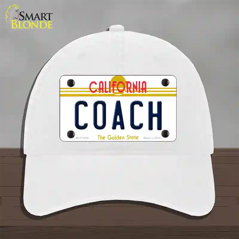 Coach California Novelty License Plate Hat Unconstructed Cotton / White