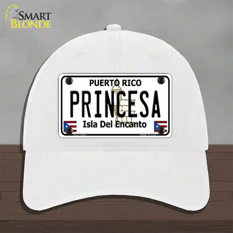 Princesa Puerto Rico Novelty License Plate Hat Unconstructed Cotton / White