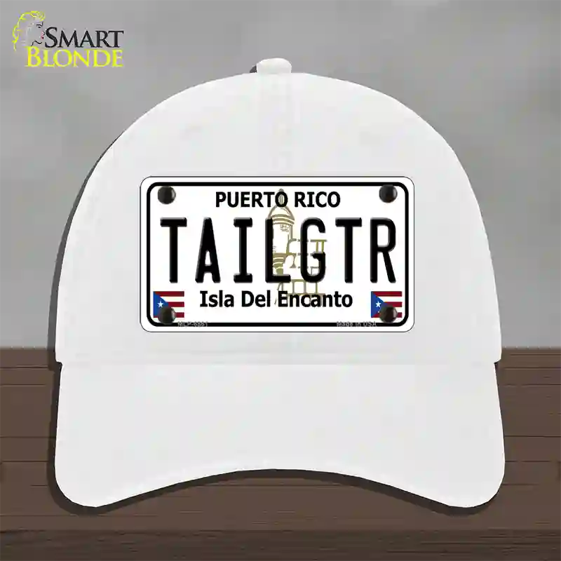 Tailgtr Puerto Rico Novelty License Plate Hat Unconstructed Cotton / White