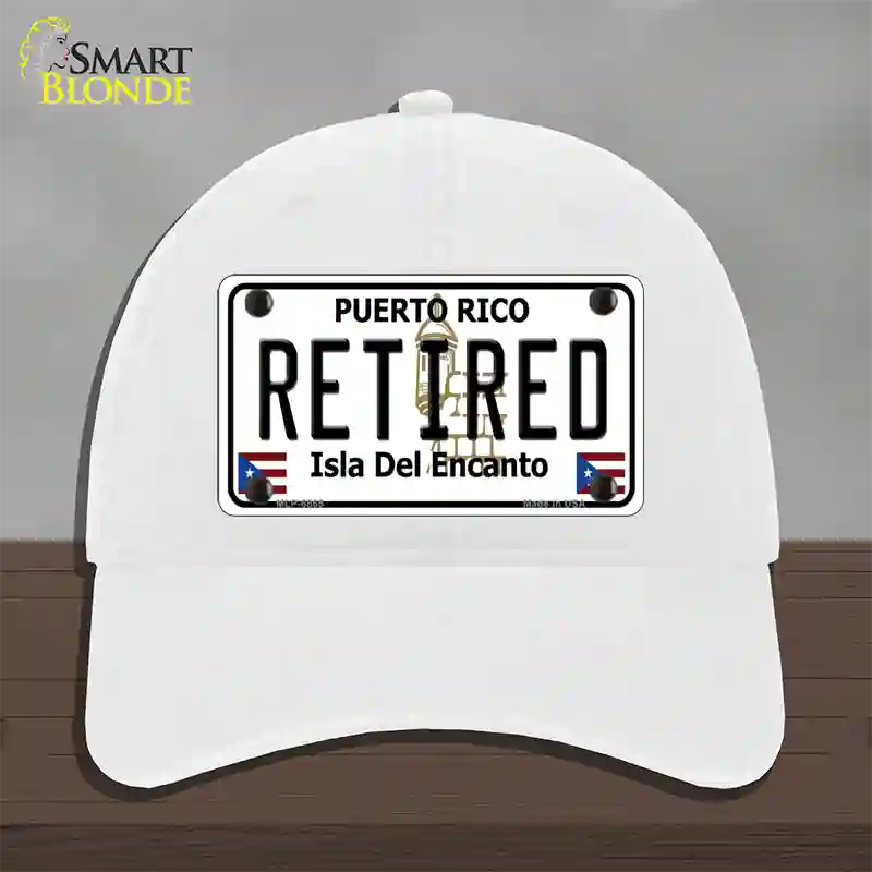 Retired Puerto Rico Novelty License Plate Hat Unconstructed Cotton / White