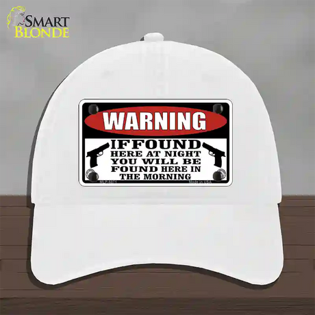 Warning If Found Novelty License Plate Hat Unconstructed Cotton / White