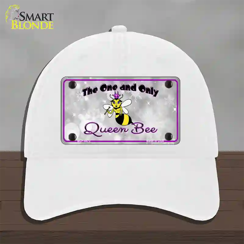 Queen Bee Purple Novelty License Plate Hat Unconstructed Cotton / White