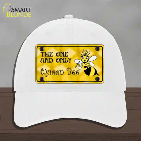 Queen Bee Yellow Novelty License Plate Hat Unconstructed Cotton / White