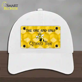 Queen Bee Honey Comb Novelty License Plate Hat Unconstructed Cotton / White