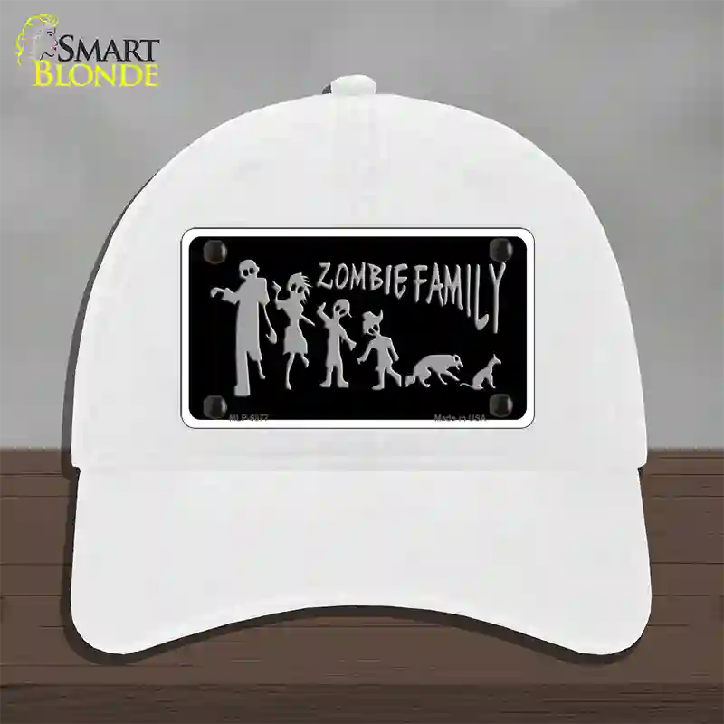 Zombie Family Black Novelty License Plate Hat Unconstructed Cotton / White