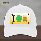 I Shamrock Beer Novelty License Plate Hat Unconstructed Cotton / White