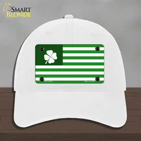 Green Shamrock Flag Novelty License Plate Hat Unconstructed Cotton / White