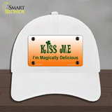 Kiss Me Novelty License Plate Hat Unconstructed Cotton / White