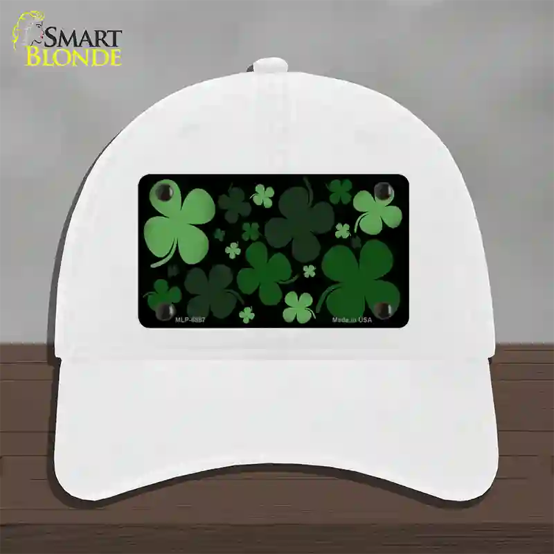 Clovers Novelty License Plate Hat Unconstructed Cotton / White