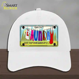 Laundry Self Service Novelty License Plate Hat Unconstructed Cotton / White