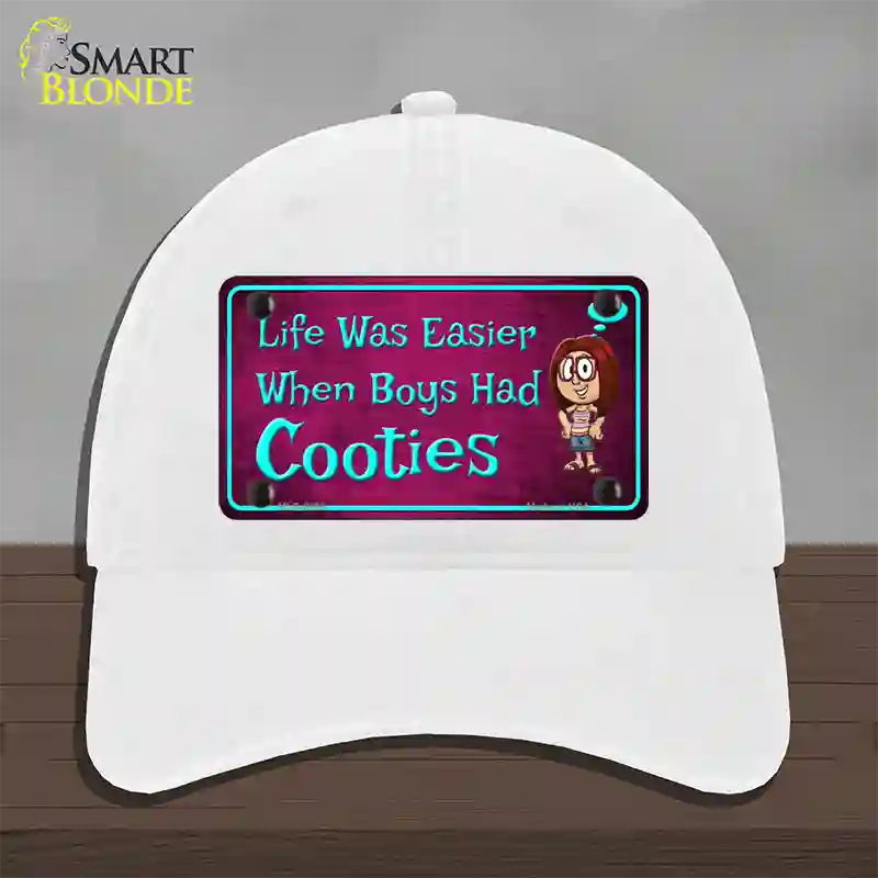 When Boys Had Cooties Novelty License Plate Hat Unconstructed Cotton / White