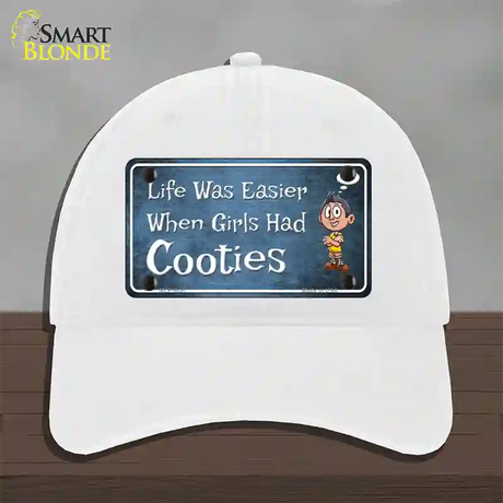 When Girls Had Cooties Novelty License Plate Hat Unconstructed Cotton / White