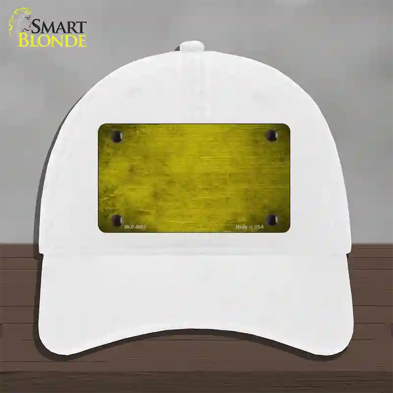 Yellow Oil Rubbed Solid Novelty License Plate Hat Unconstructed Cotton / White