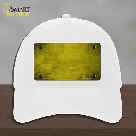 Yellow Oil Rubbed Solid Novelty License Plate Hat Unconstructed Cotton / White