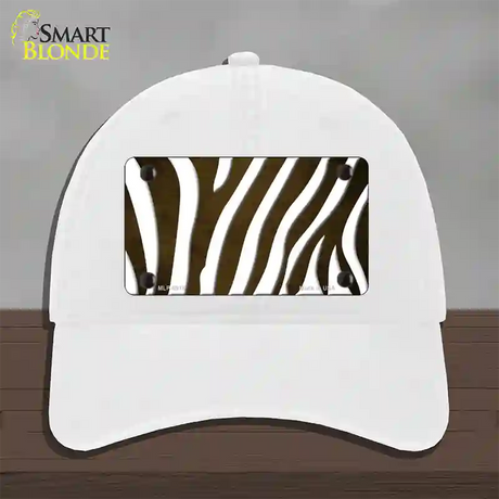 Brown White Zebra Oil Rubbed Novelty License Plate Hat Unconstructed Cotton / White