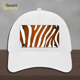 Orange White Zebra Oil Rubbed Novelty License Plate Hat Unconstructed Cotton / White