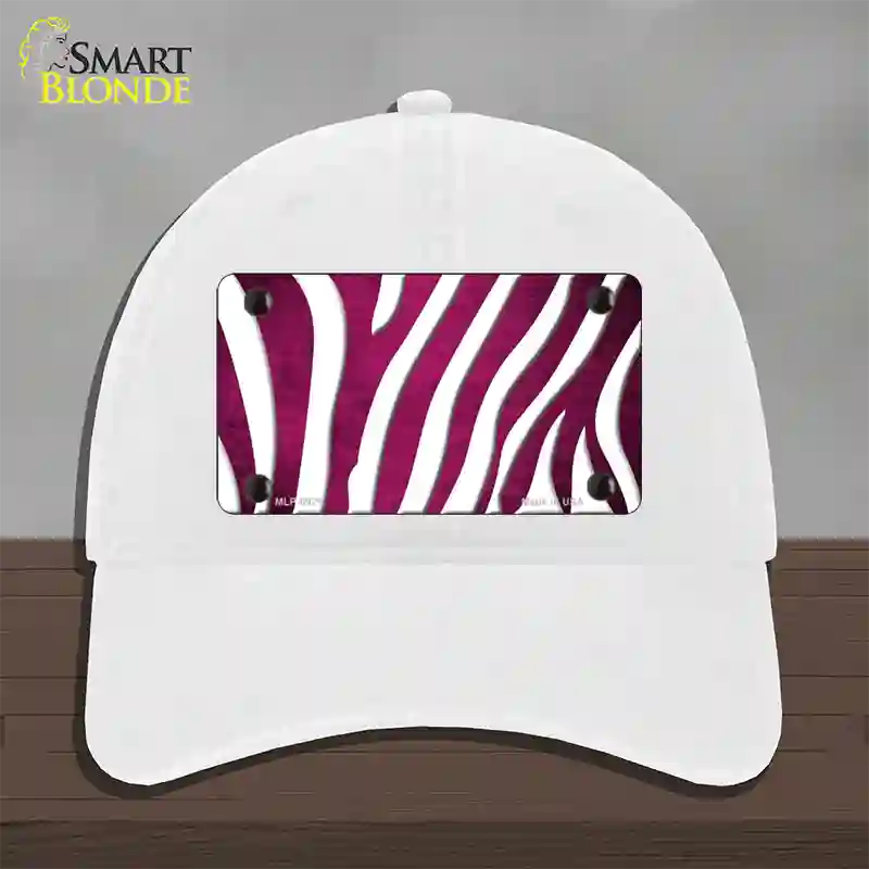 Pink White Zebra Oil Rubbed Novelty License Plate Hat Unconstructed Cotton / White