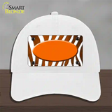 Orange White Zebra Oval Oil Rubbed Novelty License Plate Hat Unconstructed Cotton / White