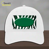 Green White Zebra Oval Oil Rubbed Novelty License Plate Hat Unconstructed Cotton / White