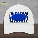 Blue White Zebra Oval Oil Rubbed Novelty License Plate Hat Unconstructed Cotton / White