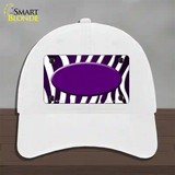 Purple White Zebra Oval Oil Rubbed Novelty License Plate Hat Unconstructed Cotton / White