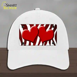 Red White Zebra Hearts Oil Rubbed Novelty License Plate Hat Unconstructed Cotton / White