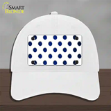 Blue White Dots Oil Rubbed Novelty License Plate Hat Unconstructed Cotton / White