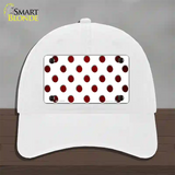 Red White Dots Oil Rubbed Novelty License Plate Hat Unconstructed Cotton / White