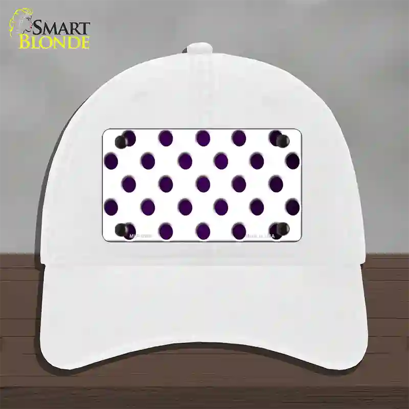 Purple White Dots Oil Rubbed Novelty License Plate Hat Unconstructed Cotton / White