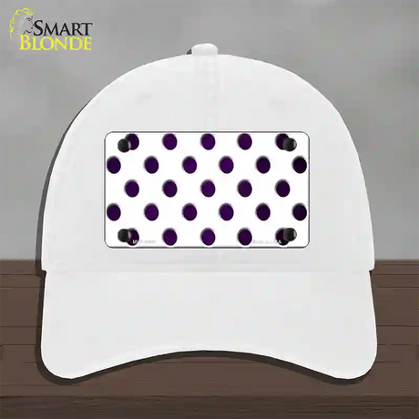 Purple White Dots Oil Rubbed Novelty License Plate Hat Unconstructed Cotton / White