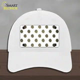 Gold White Dots Oil Rubbed Novelty License Plate Hat Unconstructed Cotton / White