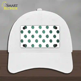 Mint White Dots Oil Rubbed Novelty License Plate Hat Unconstructed Cotton / White