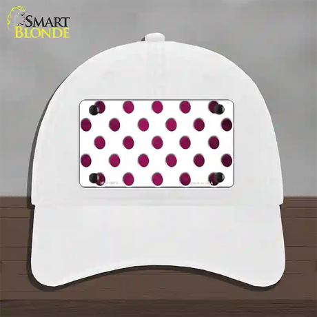 Pink White Dots Oil Rubbed Novelty License Plate Hat Unconstructed Cotton / White