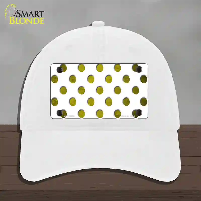 Yellow White Dots Oil Rubbed Novelty License Plate Hat Unconstructed Cotton / White