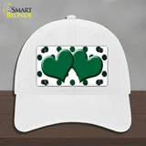 Green White Dots Hearts Oil Rubbed Novelty License Plate Hat Unconstructed Cotton / White