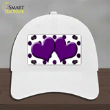 Purple White Dots Hearts Oil Rubbed Novelty License Plate Hat Unconstructed Cotton / White