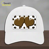 Brown White Dots Hearts Oil Rubbed Novelty License Plate Hat Unconstructed Cotton / White