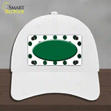 Green White Dots Oval Oil Rubbed Novelty License Plate Hat Unconstructed Cotton / White