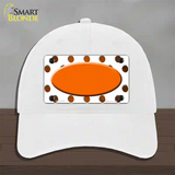 Orange White Dots Oval Oil Rubbed Novelty License Plate Hat Unconstructed Cotton / White