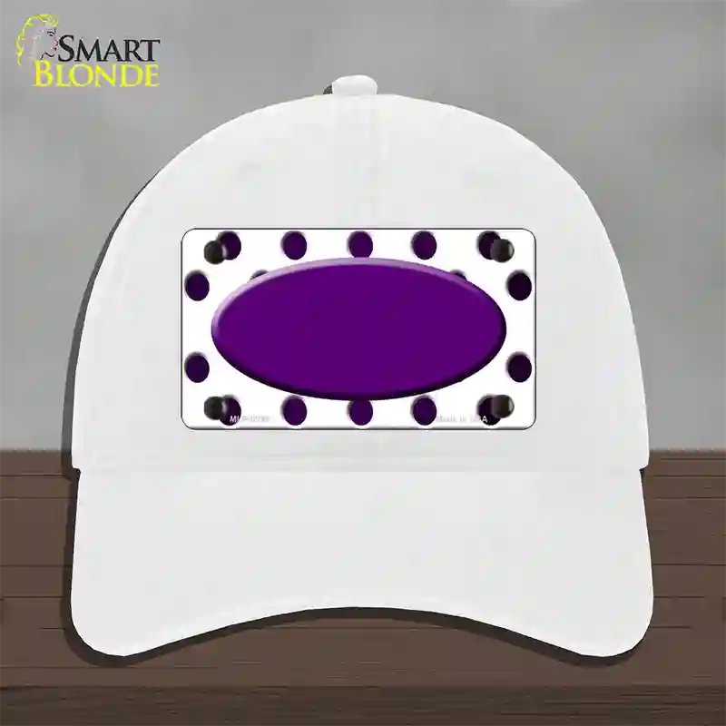 Purple White Dots Oval Oil Rubbed Novelty License Plate Hat Unconstructed Cotton / White