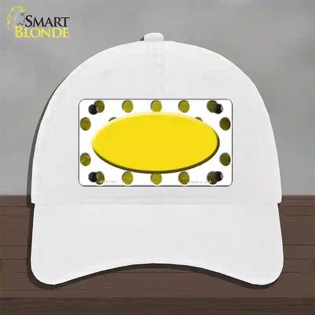 Yellow White Dots Oval Oil Rubbed Novelty License Plate Hat Unconstructed Cotton / White