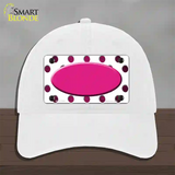 Pink White Dots Oval Oil Rubbed Novelty License Plate Hat Unconstructed Cotton / White