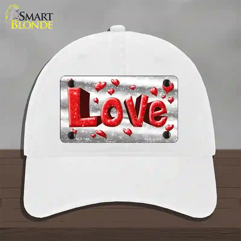 Love Novelty License Plate Hat Unconstructed Cotton / White