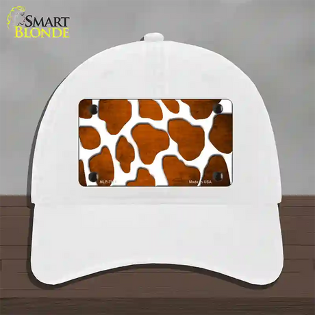 Orange White Giraffe Oil Rubbed Novelty License Plate Hat Unconstructed Cotton / White