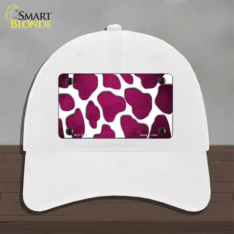 Pink White Giraffe Oil Rubbed Novelty License Plate Hat Unconstructed Cotton / White