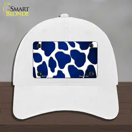 Blue White Giraffe Oil Rubbed Novelty License Plate Hat Unconstructed Cotton / White