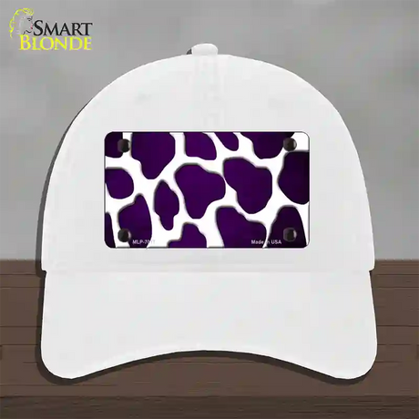 Purple White Giraffe Oil Rubbed Novelty License Plate Hat Unconstructed Cotton / White