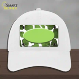 Lime Green White Oval Giraffe Oil Rubbed Novelty License Plate Hat Unconstructed Cotton / White