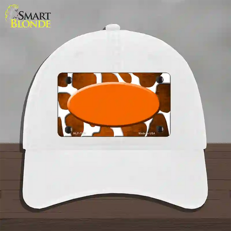 Orange White Oval Giraffe Oil Rubbed Novelty License Plate Hat Unconstructed Cotton / White